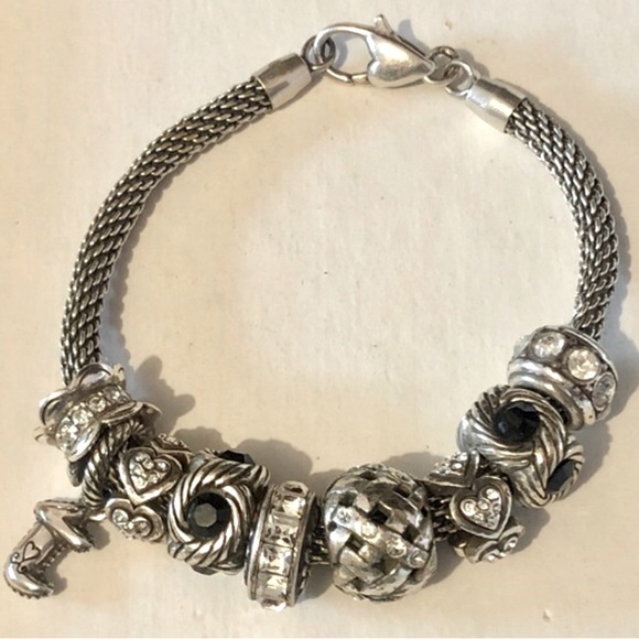 Brighton Glam Spacer bead in Silver with clear round crystals Retired - Picture 5 of 8